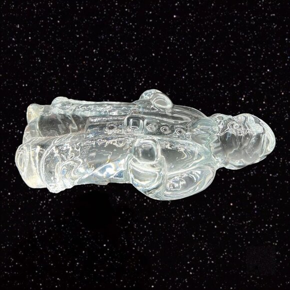 Vintage Art Glass Santa Claus Figurine Paperweight Clear Christmas 7”T 4”W - Picture 7 of 11